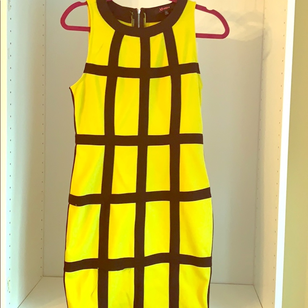 Yellow and Black Caged Dress